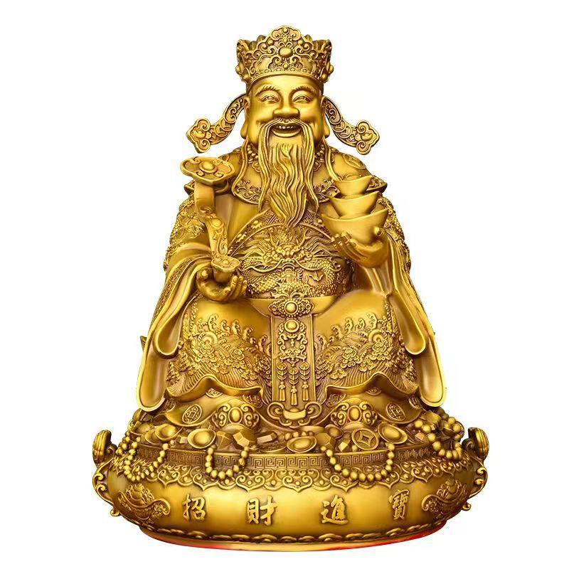 纯铜财神爷摆件文财神比干范蠡神像元宝聚宝盆家用开业工艺礼品