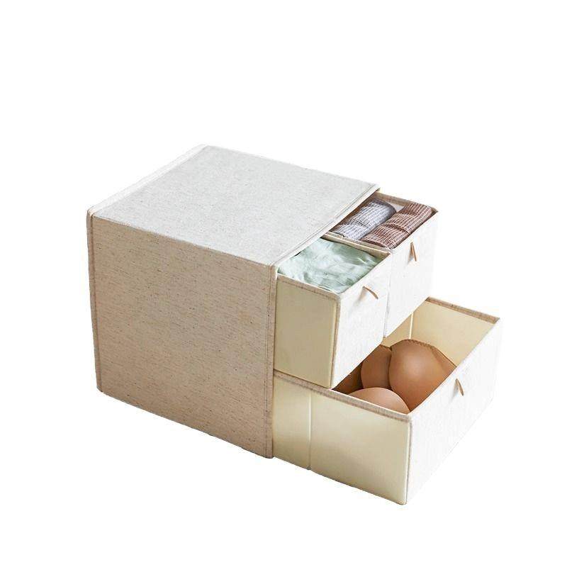 棉麻布艺抽屉式收纳盒衣柜分层式内衣牛仔裤分格储物多功能整理箱,收纳整理,首饰盒,淘宝优惠券,粉丝福利购,淘宝优惠卷