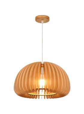 餐厅吊灯日式原木风灯具现代简约卧室餐桌饭厅南瓜灯L271