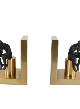 轻奢思考者书靠金属摆件创意实用家居大号装饰书挡工艺品