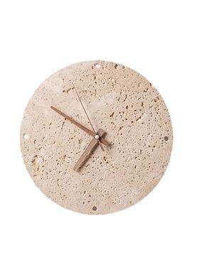 钟表黄洞石卧室床头壁灯圆形时钟楼梯间日式侘寂风客厅氛围灯