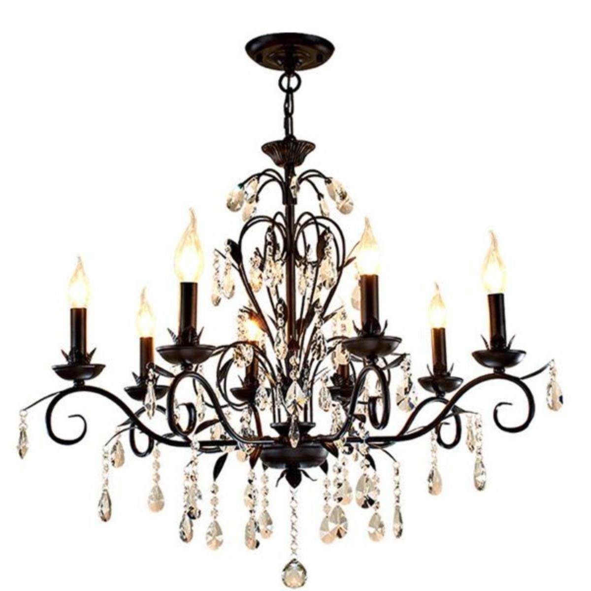 法式客厅卧室高级感复古黑色中古装饰蜡烛灯餐厅别墅美式水晶吊灯,家装灯饰光源,智能吊灯,淘宝优惠券,粉丝福利购,淘宝优惠卷