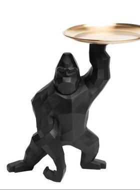 树脂工艺品现代简约创意家居装饰金刚大猩猩摆件收纳托盘动物摆设