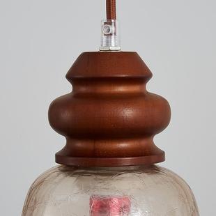 中古餐厅吊灯三头冰裂纹南洋风复古吧台灯实木民宿餐桌茶室吊灯