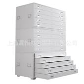 底图柜有轮子抽屉柜钢制移动工程图纸柜多抽资料柜1号五抽灰白色
