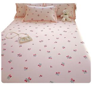 双人老粗布床单单件四季通用夏季学生宿舍被单人枕套老粗布三件套