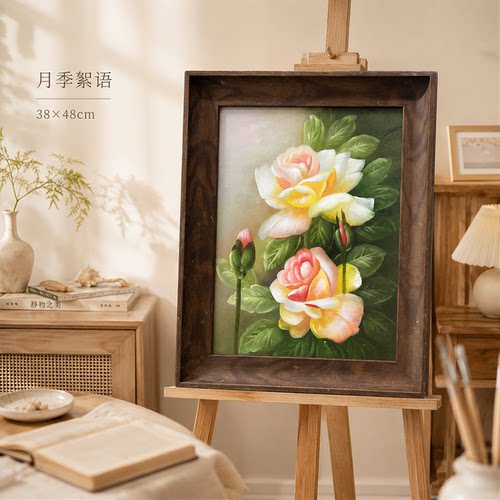 《月季絮语油画》系列二/38*48布面客厅玄关艺术油画治愈系挂画田