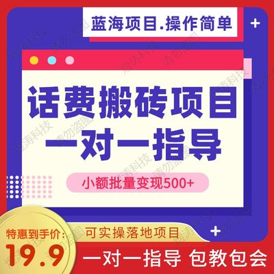 话费搬砖项目长期稳定蓝海项目小额批量变现500+操作简单副业赚钱