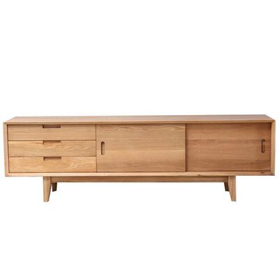 推拉门电视柜原北欧SMDS-006实木简型约现代小户橡木地柜日式客厅