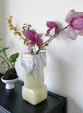 琉粉紫玉色方口餐桌特别好JJH看的瓶情花绪稳件定设计感摆玻璃水