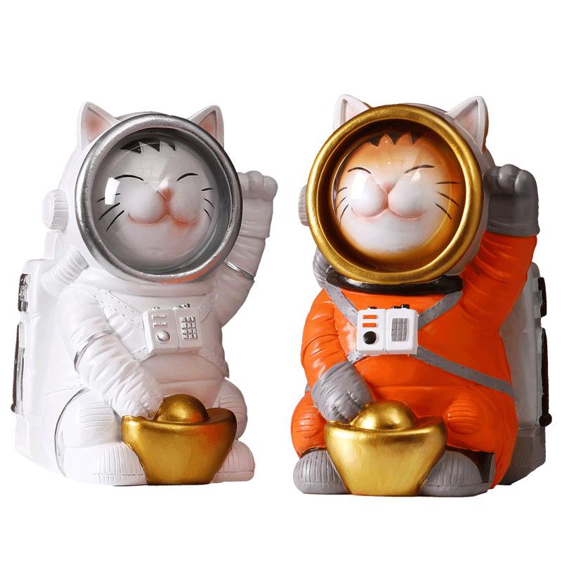 卡通招财猫小摆件太空创意北欧客厅电视柜玄关桌面装饰品店铺礼物