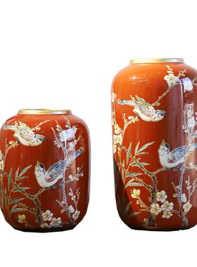 艺术置ELA感陶花瓶厅摆件新中式高级插花瓶乔瓷迁新居布装饰红客