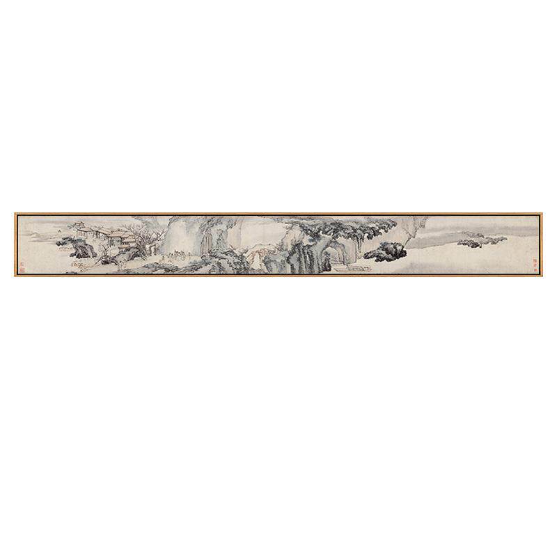 僻世新中式客厅沙发背景墙装饰画长条水墨山水挂画茶室禅意壁画