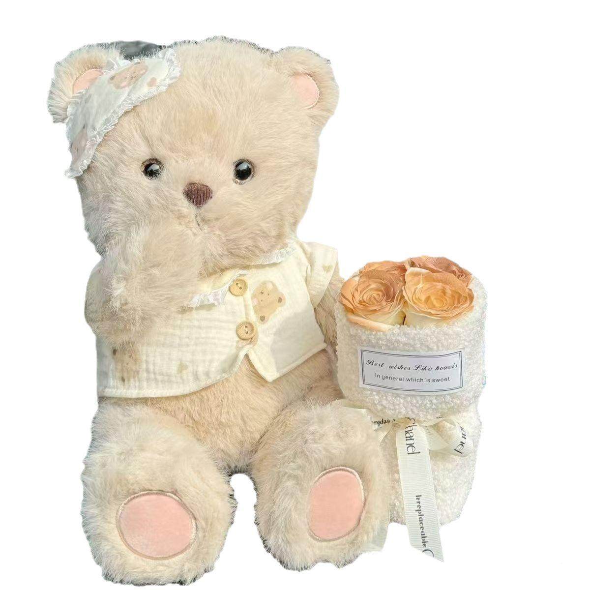 晚安熊生日礼物女生闺蜜礼玩偶束高级感永花生花业毕物送老师礼物,家居饰品,餐桌花艺,淘宝优惠券,粉丝福利购,淘宝优惠卷