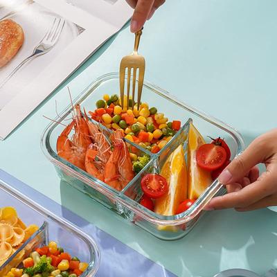 上班族玻璃饭盒微波炉加热专用带饭餐盒大容量密封保鲜减脂便当盒