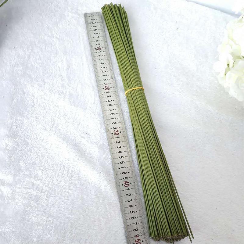 手工DIY花杆仿真花花艺配件纸包铁丝玫瑰花杆白色绿色材料造型