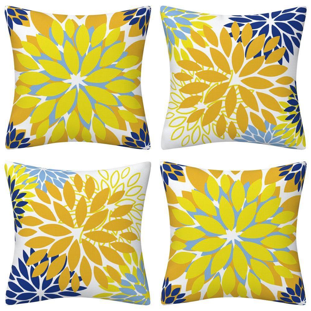 北欧简约几何花卉抱枕套数码印花家居装饰靠枕坐垫套户外枕套