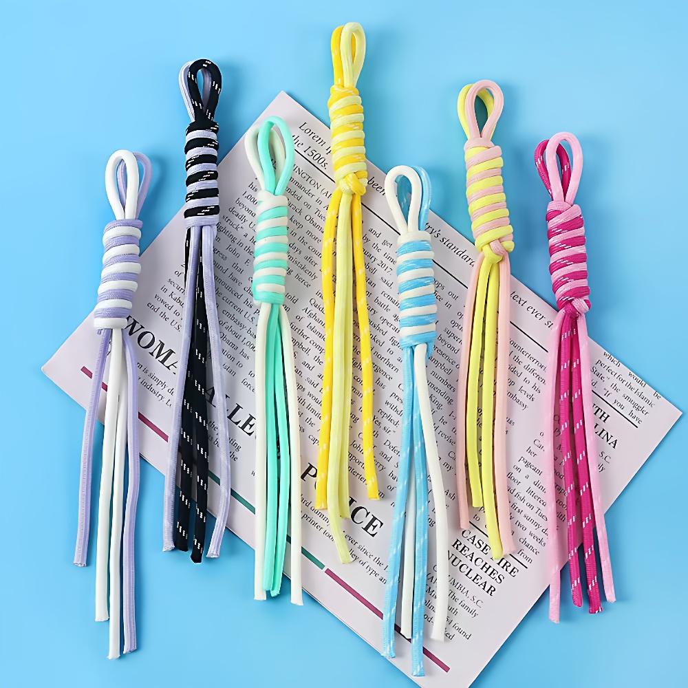 新款彩色手工编织双股绳挂件打结细绳包挂手机链配件挂饰