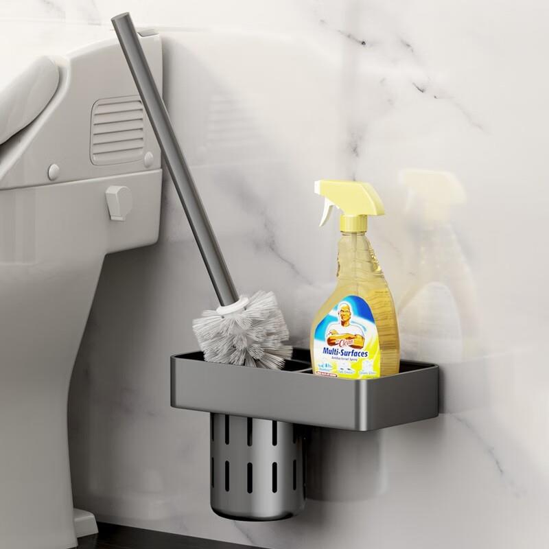 枪灰卫生间马桶刷置物架家用洗厕所清洁神器无死角壁挂式蹲坑刷