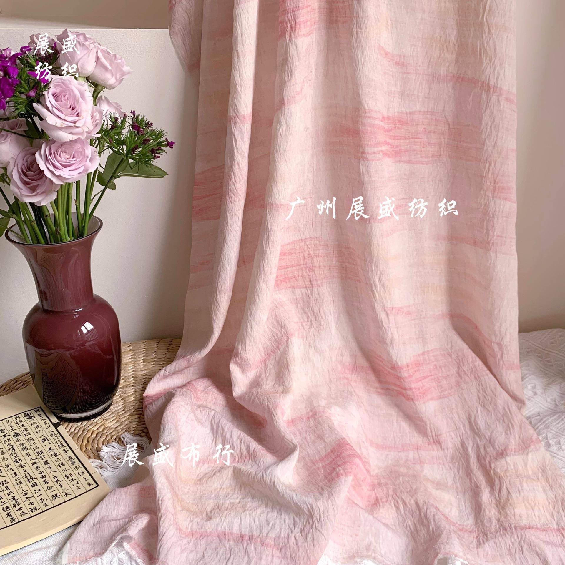 复古天丝棉麻面料袍子汉服旗袍连衣裙布料新中式图案布艺苎麻布料