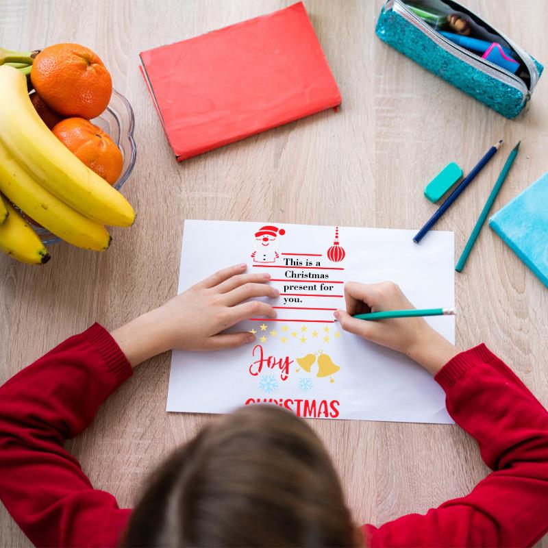 跨境亚马逊22件圣诞节主题手帐祝福DIY镂空绘画模板PET易清洗反复