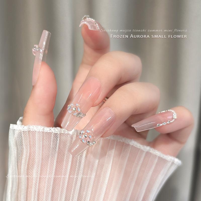 冰透小花花美甲饰品新款立体极光闪粉五瓣花朵树脂钻网红爆款配饰