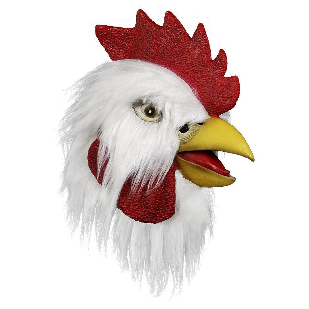 rooster chicken mask 鸡头面具白毛公鸡乳胶头套万圣节派对道具