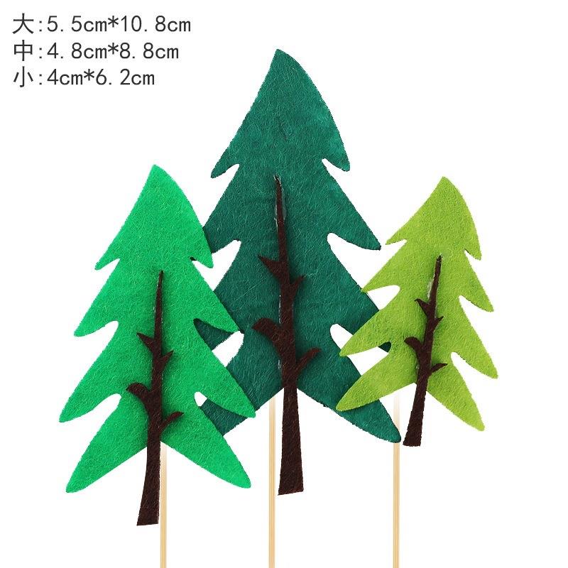 圣诞毛毡树插牌森林椰树苹果树插件儿童生日蛋糕装饰派对插旗摆件