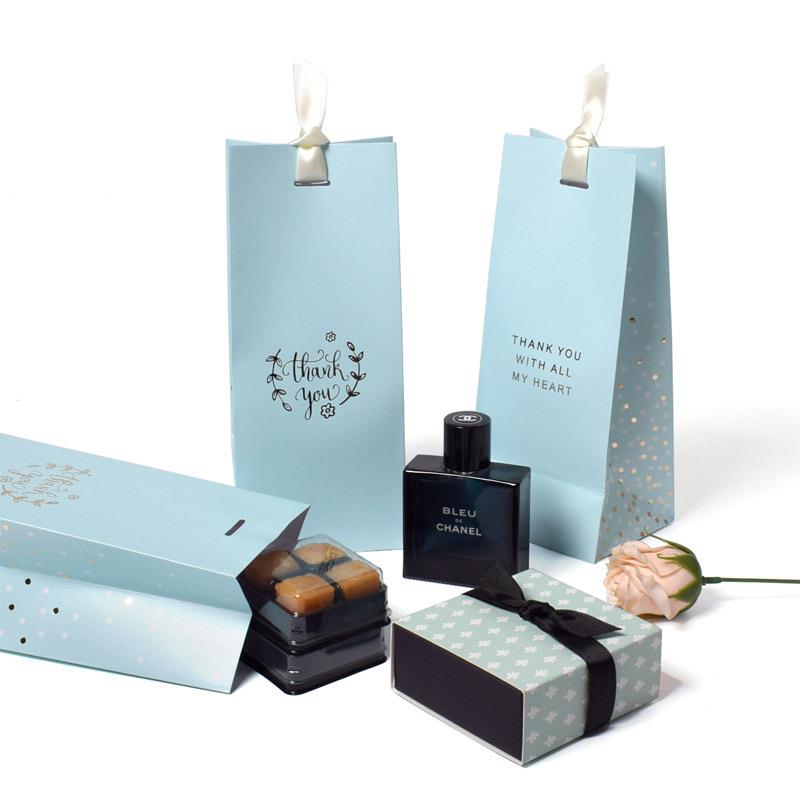 现货高档商务风蓝色领带手提袋韩式包装小礼物拎袋活动专用赠品袋