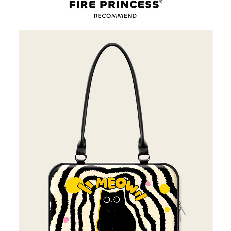 FIREPRINCESS原创黑猫笔记本包华为16寸单肩电脑包2024新款手提托特包苹果macbook联想小新14高颜值平板高级