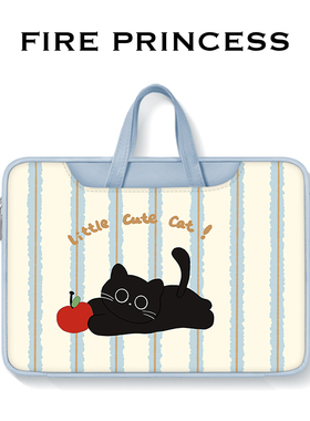 FIREPRINCESS卡通黑猫2024新款笔记本电脑包女适用苹果macbook平板手提内胆包14寸华为联想荣耀16收纳保护套