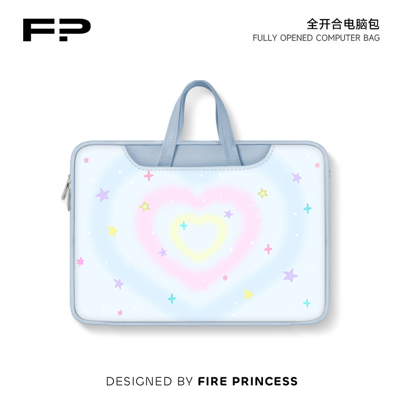 火公主蓝色爱心笔记本电脑包新款手提适用苹果macbook小新air华为matebook14寸保护套女联想pro16内胆包