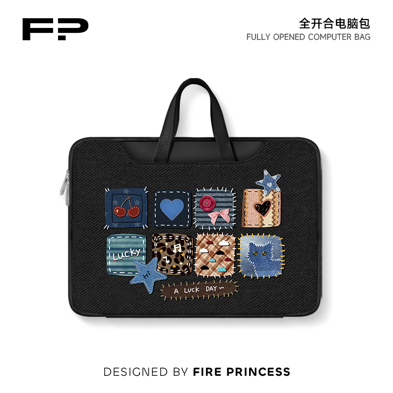 FIREPRINCESS拼贴图笔记本电脑包