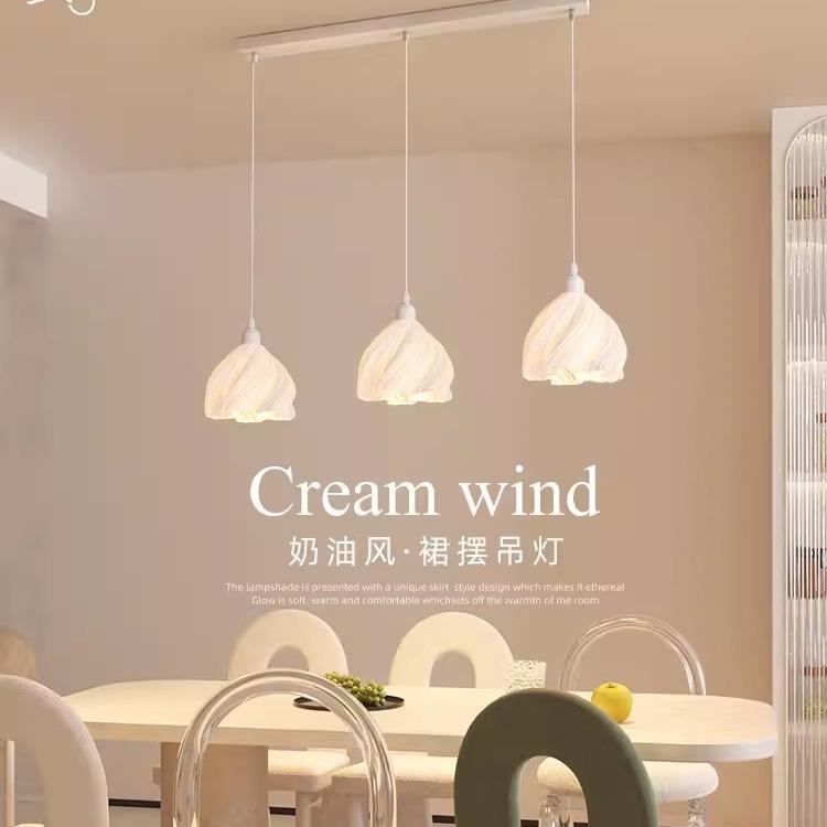 奶油风餐厅灯现代简约饭厅吊灯三头单头餐桌灯日式吧台侘寂风吊灯