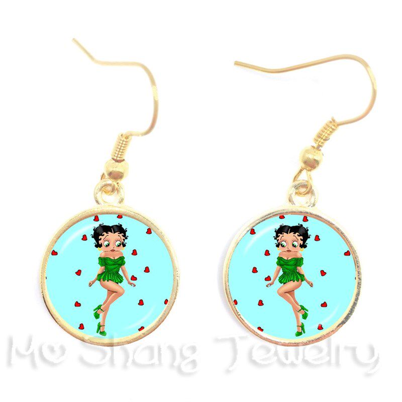 Vintage Yellow Background Betty Boop Series Pattern 16mm Rou