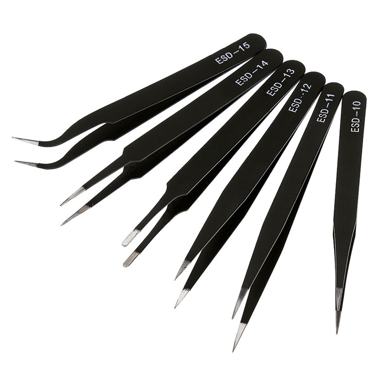 ESD Anti-Static Stainless Steel Tweezer Set Maintenance Repa