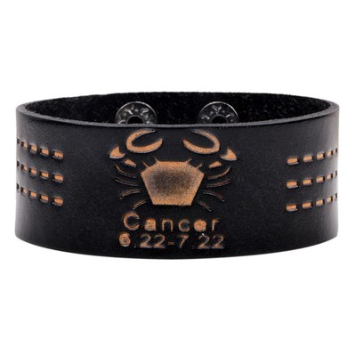 琦诺韩版韩风皮手镯PU皮革十二星座加宽手环男女情侣星系手錬