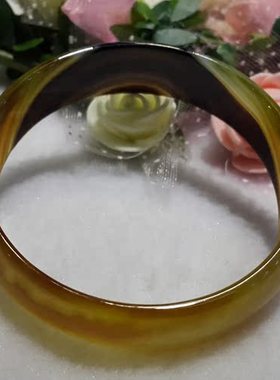 天然冰种玻璃种翡翠黄棕色风景巴西玉髓 手镯 手环 护手 转运男女