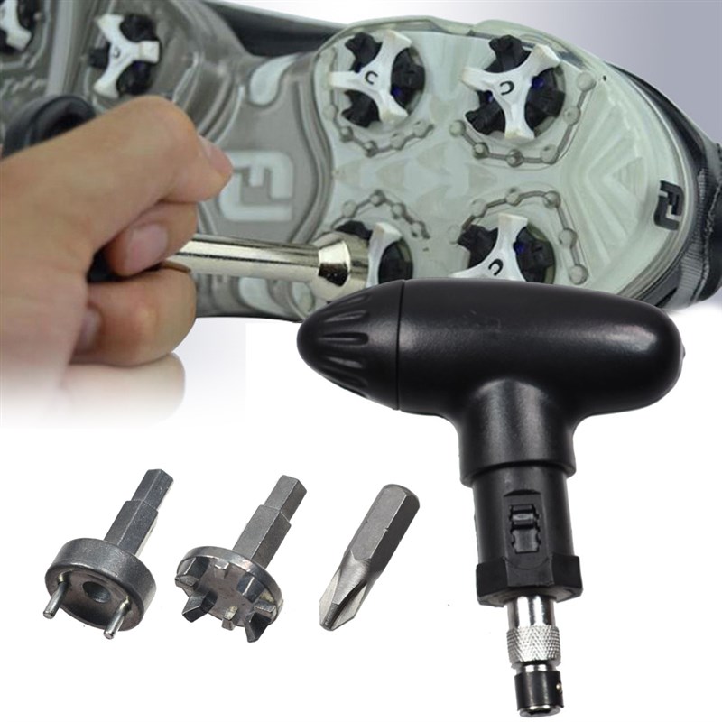 Golf Spike Wrenches Ratchet Action Shoes Remover Adjustment