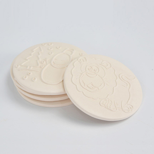 天育陶艺素坯创意绘本瓷板高白泥素烧绘画儿童学员瓷板米老鼠