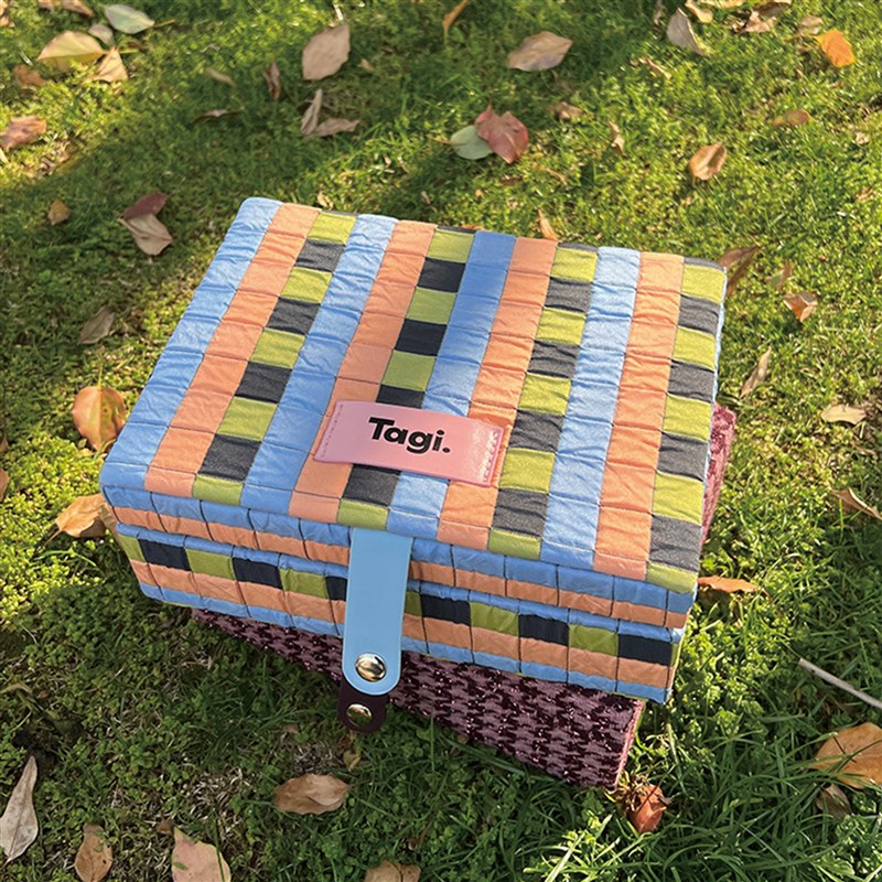 Tagi.首饰枕头提花首饰盒软面料大容量双层收纳盒CHENSHOP设计师