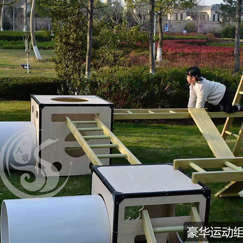 幼儿园攀登架实木制平衡木爬梯碳化体能组合户外攀爬架儿童感统梯