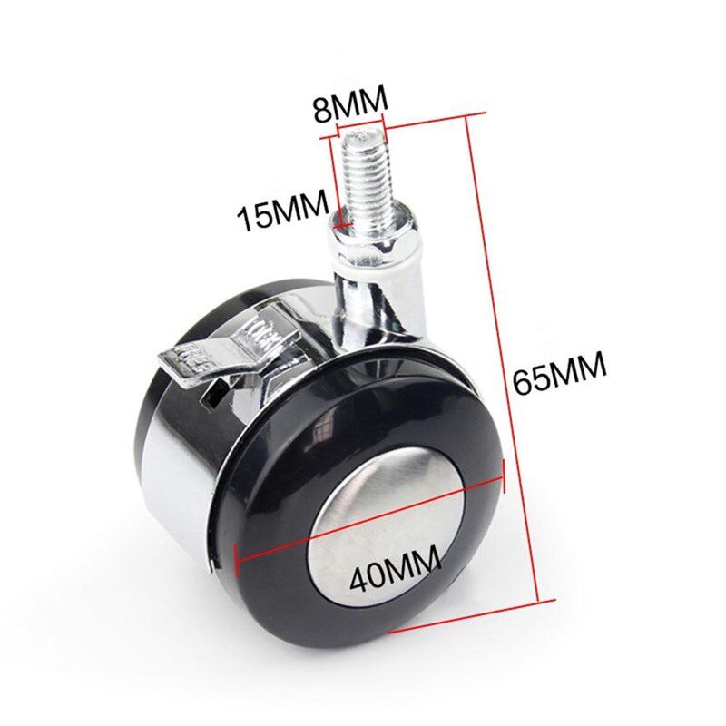 4PCS Black Alloy Universal Wheels Silent Swivel Casters Offi