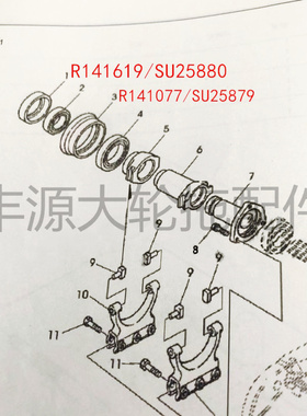 迪尔5-系列拖拉机配件SU25879SU25880离合器分离轴承座衬套啮合套