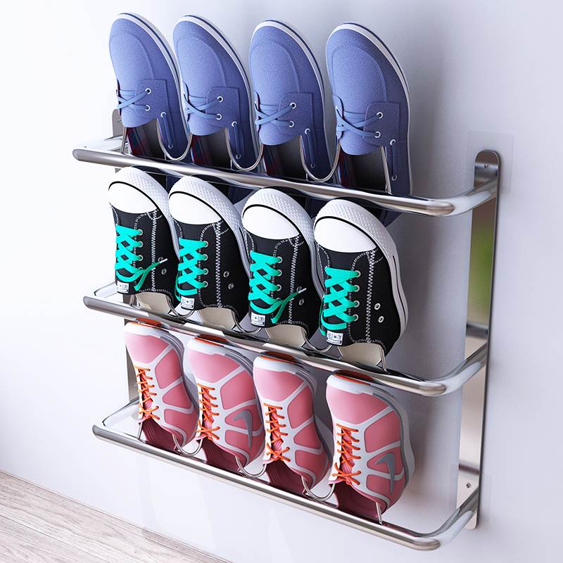 不锈钢拖鞋架浴室客厅置物架墙上门口壁挂式鞋架收纳球鞋运动鞋架
