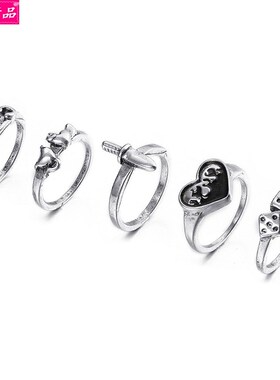 极速Punk Alloy personality chain retro snake Knuckle ring Su