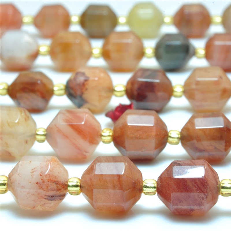 红草幽灵水晶天然散珠宝饰品切面路路通手錬DIY材料项链手串珠子