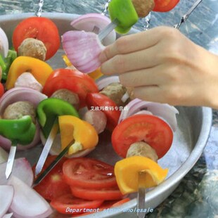 10pcs/set Skewer Cooking Food Picnic Reusable Grill Flat Bar