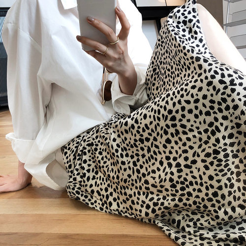 极速Women A-Line Leopard Print Summer Skirt Stch High Waist