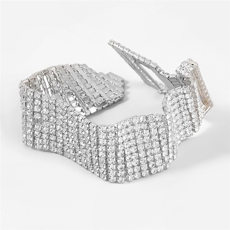 欧美跨境流行合金镶钻水钻腰带手錬女时尚个性超闪夸张跨境手饰